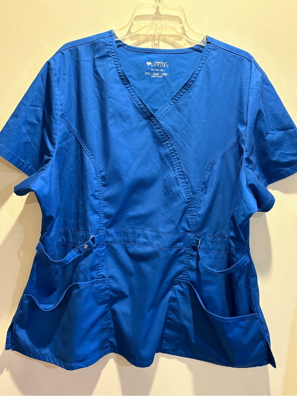 Cherokee Luxury Royal Blue Stretch Scrub Top Women’s 3XL